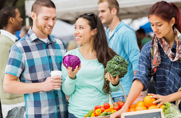 people at farmers market